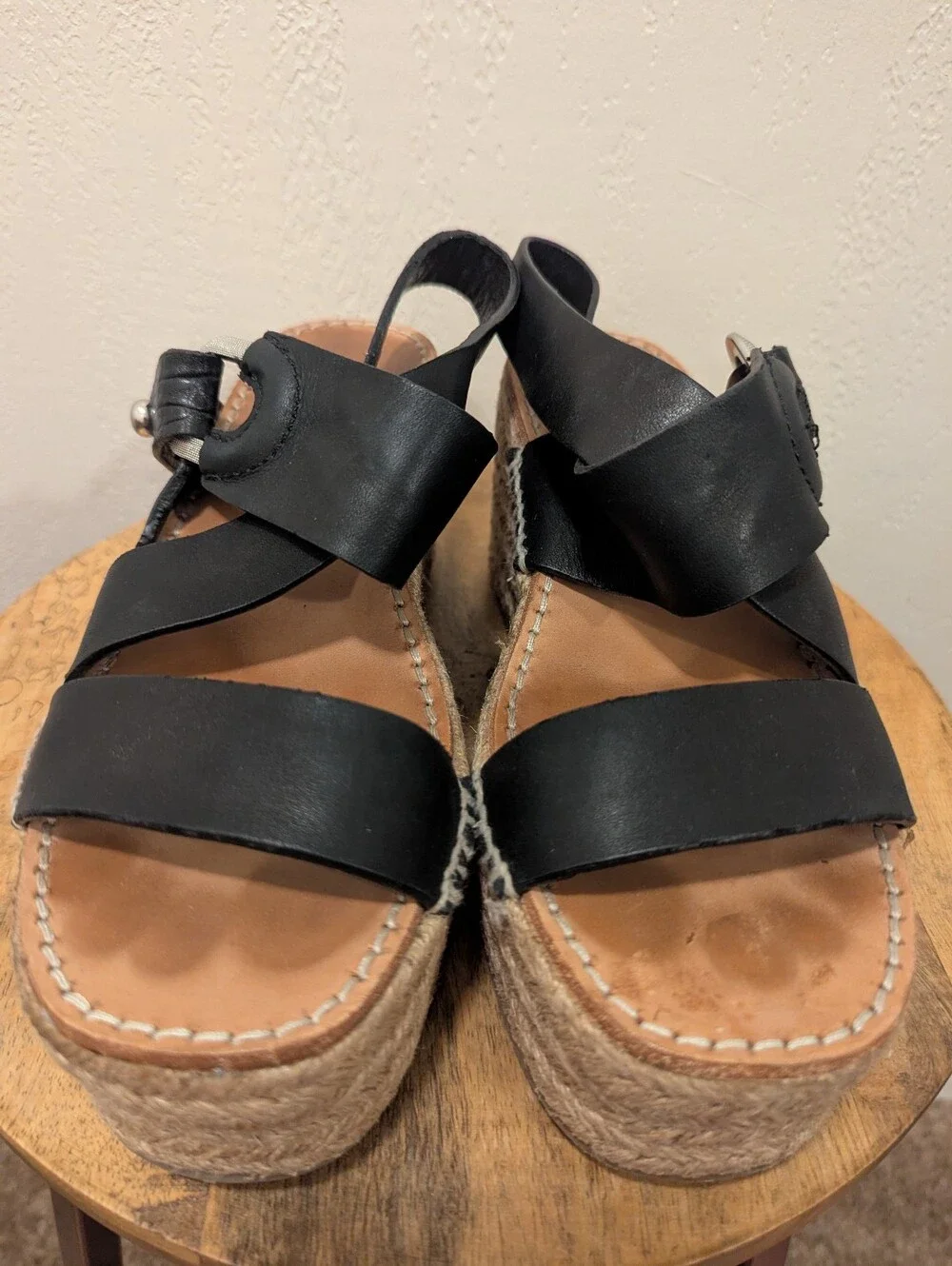 Rag & Bone August Platform Espadrille Sandals, Black (SIZE 36.5)